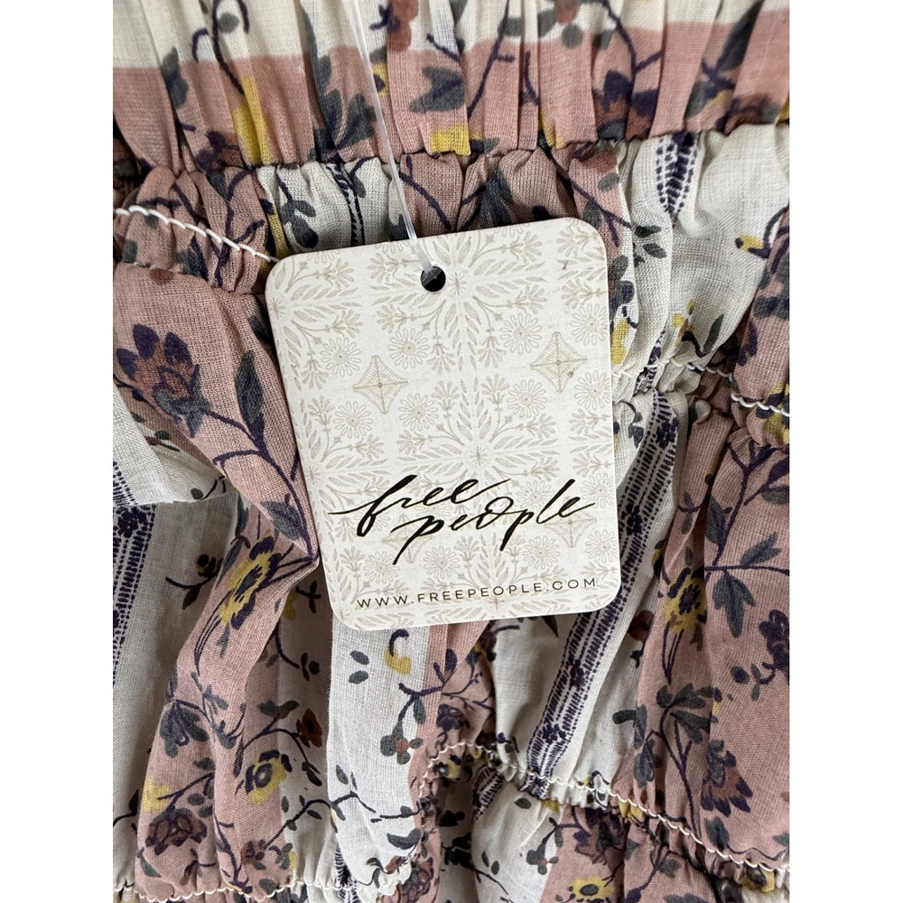 Free People Vintage Lover Babydoll Tunic Top Womens Medium Puff Sleeve NWT - Picture 3 of 13
